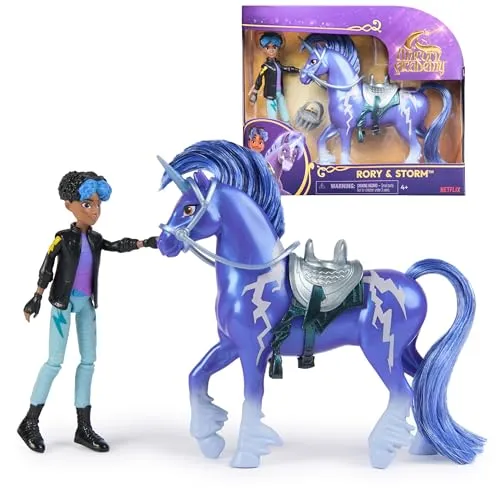 Unicorn Academy Doll & Unicorn V2 - Rory & Storm 6074385 - Spielzeugfigur für fantasievolles Spielen, inspiriert von der NETFLIX-Serie. Mit 7 beweglichen Gelenken und detailverliebt gestaltet – perfekt für magische Abenteuer!