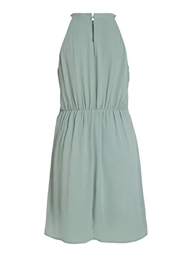 Vila VIMILINA Halterneck Dress/SU - NOOS - Freizeitkleid für Damen mit Spitzendetails, umweltfreundlich aus recyceltem Polyester gefertigt, schick und nachhaltig für jeden Anlass.
