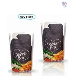 Food Container Dönerbox 710ml mit Faltverschluss, 500 Stück, umweltfreundlich - Die Food Container Dönerbox mit Faltverschluss (710ml, 500 Stück) bietet eine nachhaltige Lösung für Take-Away. Hergestellt aus nachwachsenden Rohstoffen, ist sie 100% biologisch abbaubar und eignet sich ideal für saucenhaltige Speisen.