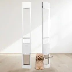 VEVOR Hundetür Schiebetür M - Verstellbar 1927-2049 mm - Sonstiger Hundebedarf: Bieten Sie Ihrem Haustier Freilauf mit dieser langlebigen Hundeklappe aus gehärtetem Glas, die eine sichere Verriegelung und verstellbare Höhe bietet.