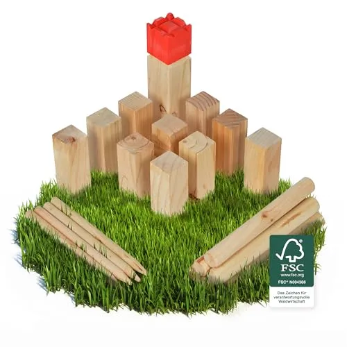 Ocean5 Wurfspiel Kubb - Familienspiel für 2-6 Spieler - Outdoor Geschicklichkeitsspiel in verschiedenen Größen, ideal für Familien und Freunde, fördert Teamarbeit und Spielspaß für Kinder ab 5 Jahren.