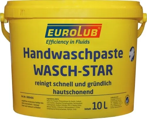 Eurolub Handreiniger HANDWASCHPASTE WASCH-STAR 008466 - Seife für intensive Reinigung, entfernt effektiv Öl, Fett und Schmutz von Händen ohne austrocknende Wirkung.
