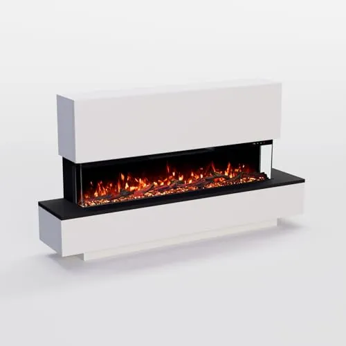 GLOW FIRE Elektrokamin Cobalt - Moderner Standkamin mit 3D Feuer - Elektrokamin mit Heizleistung von 900-1800 W, steuerbar via Smart-App und Fernbedienung. Realistischer Knistereffekt und 10 Flammenfarben für gemütliche Atmosphäre.
