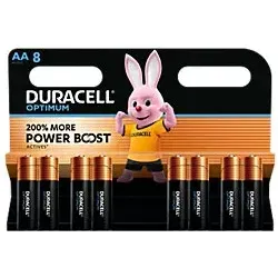Duracell Optimum Mignon AA-Batterien - 8er Pack, bis zu 200 % längere Lebensdauer und 100 % wiederverwertbare Verpackung für maximale Nachhaltigkeit