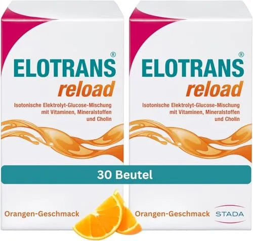 ELOTRANS reload - isotonische Elektrolyt-Glucose-Mischung - Nahrungsergänzungsmittel mit Magnesium, Kaliumchlorid, Cholin und B-Vitaminen - 2 x 15 Beutel, Big Pack