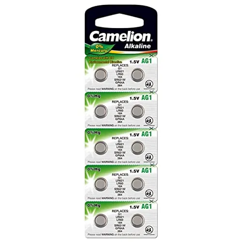 Camelion Knopfzelle LR60 / AG1 / LR621 / 364 / G1 / 164 / SR621W / GP64A 10er Blister, Alkaline, 1,5V