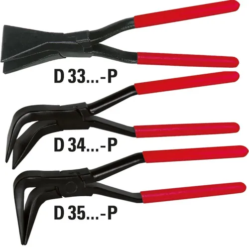 Falzzange 90° gebogen - D35-60-P mit PVC-beschichteten Griffe - Zangen aus Qualitätsstahl, schwarz pulverbeschichtet, mit ergonomischen PVC-Griffen für besseren Halt und Komfort beim Arbeiten.