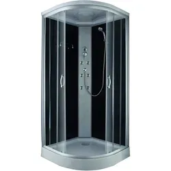 Komplettdusche mit Schiebetür Schwarz 215 cm x 90 cm x 90 cm - Komplettduschen-Set mit Massagefunktion und modernem Design in Schwarz für ein entspannendes Duscherlebnis.