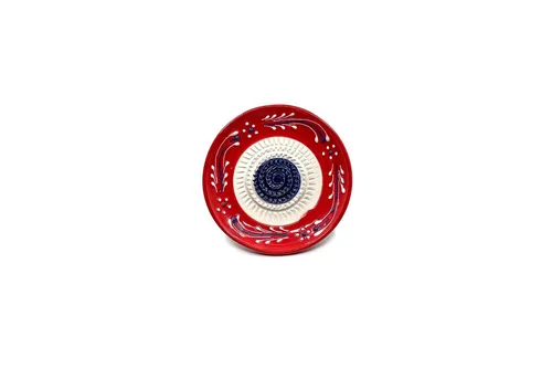 Kaladia Multireibe Reibeteller in rot, weiß und blau, Keramik, handbemalte Küchenreibe - Made in Spain
