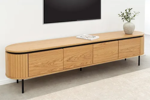 riess-ambiente TV-Board ATELIER 200cm natur/schwarz – Modernes Design aus Eichenholz-Optik - Kompaktes Lowboard mit 4 geschlossenen Fächern für optimalen Stauraum. Ideal für ein stilvolles Wohnzimmer. Setze individuelle Akzente mit diesem eleganten Möbelstück.