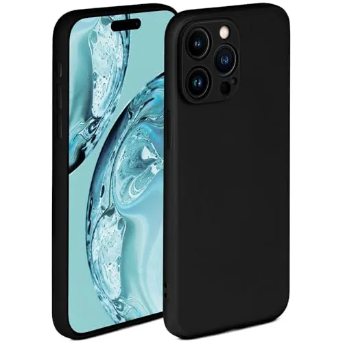 ONEFLOW Soft Case für iPhone 15 Pro Hülle aus Silikon mit Kameraschutz, Silikonhülle mit erhöhtem Schutz fürs Display, Backcover Schutzhülle, weiche Handyhülle, Schwarz
