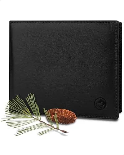 Wolfstrøm Geldbörse Herren Leder 'Nørge' – Tri-Fold mit RFID-Blocker - Geldbörse für Herren aus Vollnarbenleder, handgefertigt in Europa. Mit RFID-Blocker, Platz für 6 Karten und große 100 € Scheine, ideal für Sicherheit und Stil.