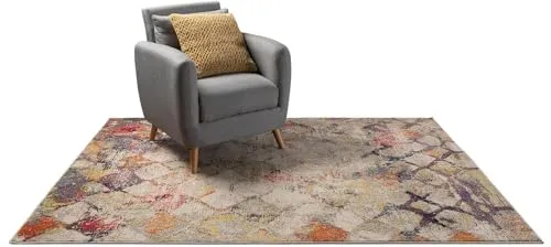 benuta Nest Vintage Teppich Casa - Beige/Mehrfarbig 140x200 cm - Teppich für Wohnzimmer, Schlafzimmer und Flur - Pflegeleicht und ideal für Fußbodenheizung, bringt ein farbenfrohes Vintage-Design in Ihr Zuhause.