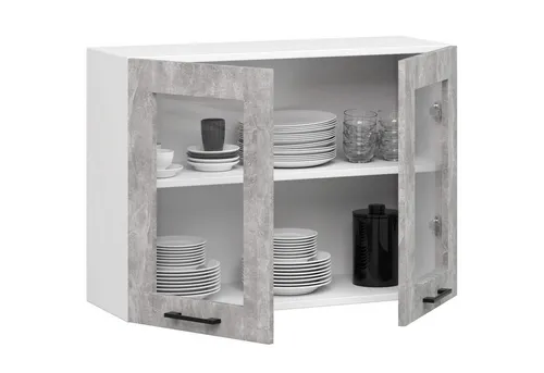 Raumhirsch Furniture Hängeschrank, Weiß, Hellgrau, 80x58x30 cm - Praktischer Hängeschrank für Ihre Küche, der modernes Design und Funktionalität vereint. Mit höhenverstellbaren Böden und Soft-Close Türen sorgt er für Ordnung und leisen Betrieb.