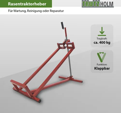 TRUTZHOLM Rasentraktorheber 400kg - Rasentraktorheber für Aufsitzmäher, mit einer Tragkraft von 400kg ideal für Wartung und Reparatur, inklusive kugelgelagerter Handkurbelspindel.