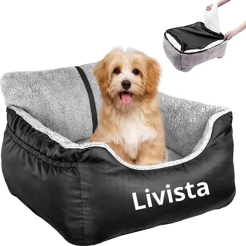 Livista Waschbarer Autositz Hund mit Gurt - Hundekorb Auto - Für das Auto und die Rückbank - Autokorb Hunde - Hundesitz