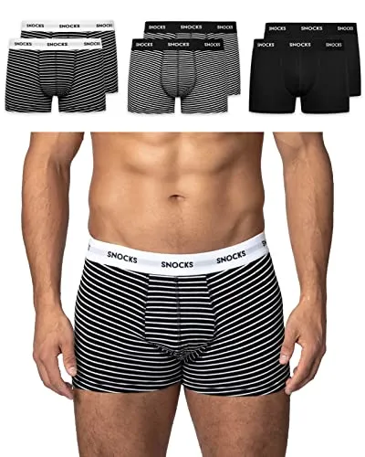 Snocks Boxershorts Herren aus Bio-Baumwolle (6er Pack) - Komfortabel & Atmungsaktiv - Herren-Boxershorts, hergestellt aus 95% Bio-Baumwolle, bieten höchsten Tragekomfort ohne juckende Etiketten. Ideal für Sport und Alltag, mit elastischem Bund für perfekte Passform.