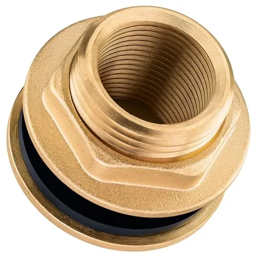 Poppstar Regentonnendurchführung 1 Zoll (10mm) IG (3-teilige Tankdurchführung aus Messing inkl. Dichtung)