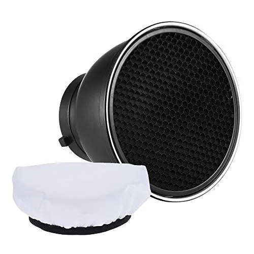 Andoer 17,8 cm (7 Zoll) Standard-Reflektor, flach, Lampe mit 60° Wabengitter für Bowens-Befestigung für Flash Studio Strobe Speedlite (Reflektor mit Diffusor)