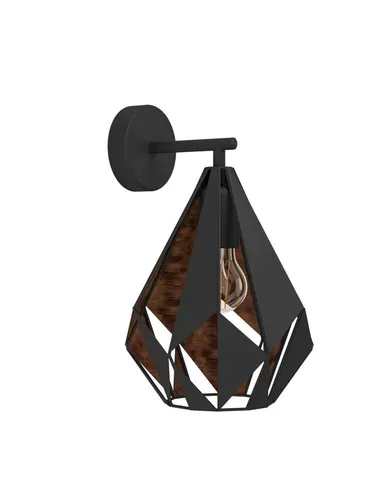 EGLO Carlton 1 Wandlampe - Vintage Wandleuchte aus Metall in Schwarz und Kupfer, ideal für ein faszinierendes Licht- und Schattenspiel in jedem Raum.