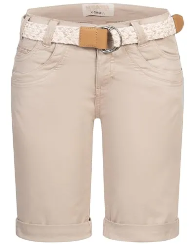 Stitch & Soul Damen Short Bermuda - Komfortable Sommer Chino mit Gürtel - Modische Stitch & Soul Shorts für Damen, ideal für warme Tage. Mit zwei praktischen Eingrifftaschen und aus hochwertigem Material für optimalen Tragekomfort.