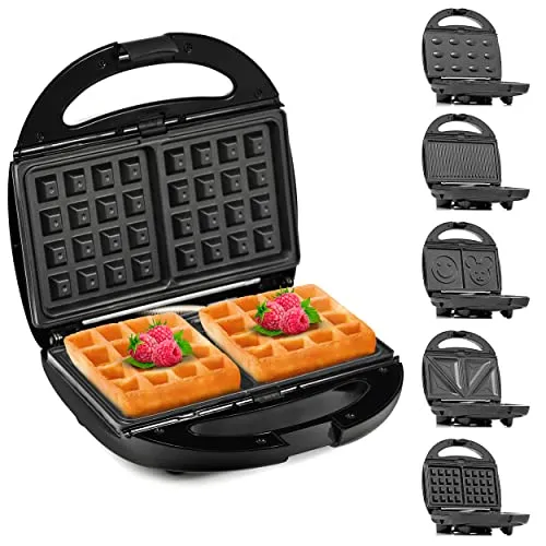 Sandwichmaker 5in1 Waffeleisen Kontaktgrill Nussbäcker Panini Elektrogrill 1200W
