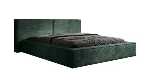 Luxusbetten24 Designer Polsterbett Ophelia in Cord 180x200 mit Stauraum | Bezug: Cord | Farbe: Grün