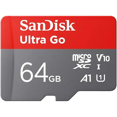 SANDISK 64 GB Ultra Go Micro SDXC Speicherkarte + SD Adapter (Für Android Smartphones und Tablets, bis zu 150 MB/s Lesegeschwindigkeit) A1, Full HD Video, UHS-I, Class 10, U1, Für Amazon