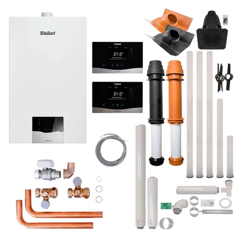 Vaillant ecoTEC plus VC 25 CS/1-5 E/L Brennwerttherme Gasheizung - Brenner & Kessel, leistungsstarke 25 kW Gastherme mit hoher Energieeffizienzklasse A+++ für kostensparendes Heizen in Ihrem Zuhause.