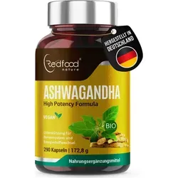 Ashwagandha 290 Kapseln - Hochdosierte 500 mg Withania somnifera - Nahrungsergänzungsmittel, vegan und hochdosiert mit 500 mg pro Kapsel, ideal zur Unterstützung von Stressabbau und Wohlbefinden.