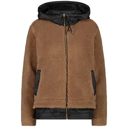 CMP Hybridjacke in Hellbraun/Schwarz, Größe 42 - Damen Funktionsjacke mit Wooltech-Technologie für optimale Wärmeisolierung und Atmungsaktivität. Ideal für Outdoor-Aktivitäten in stylischem Colour-Blocking.
