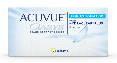 Johnson And Johnson ACUVUE® OASYS Astigmatism 6er Box - Hochwertige torische Kontaktlinsen für klare Sicht und hohen Tragekomfort. Mit innovativer Technologie für zuverlässige Benetzung und stabilen Sitz. Ideal für lange Tragezeiten, auch in herausfordernden Umgebungen.