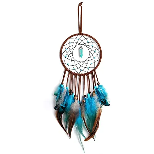 ZSDF Handgefertigt Traumfänger, Traumfänger kinder Ornamente Indische Blaue Federn Traumfängers Wandbehänge Kunsthandwerk Wohnaccessoires Anhänger, Für Kinder/Mädchen/Freunde Geschenk