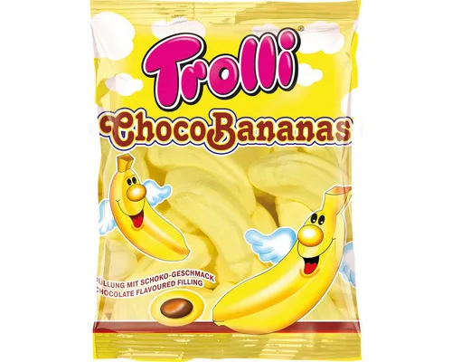 TROLLI Süßigkeit, Trolli Choco Bananas Schaumzucker Bananen mit Schoko Füllung 150g