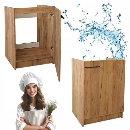 Stamar Küchenunterschrank Eiche Gold 60 cm - Moderner Küchenunterschrank in Eiche Gold, 60 cm, ideal für unter die Spüle. Bietet großzügigen Stauraum und fügt sich elegant in jede Küche ein. Selbstmontage mit allen benötigten Teilen.