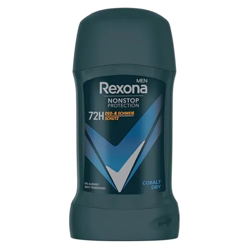 Rexona Men Nonstop Protection Deo Stick Cobalt Dry 50 ml - Deo Stick für Männer mit 72 Stunden Schutz vor Schweiß und Körpergeruch, ideal für Sport und aktive Tage. Maskulin-frischer Duft und sanft zur Haut.