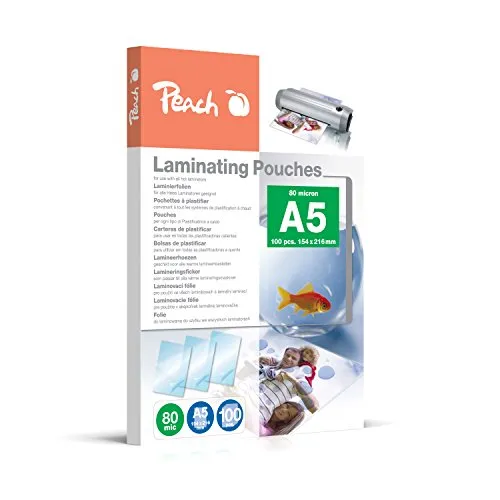 Peach Laminierfolien A5-80 mic - 100 pouches - glänzend - kompatibel mit Geräten aller Markenhersteller - PP580-03
