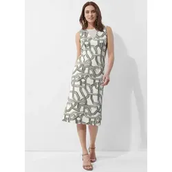 Alba Moda Midikleid Etuikleid mit Mesheinsatz Grafisches Design mit Rundhalsausschnitt und Zipper hinten weiß 38
