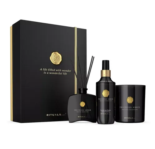 Rituals Private Collection Precious Amber Geschenkset – 3-teilig - Luxuriöses 3-teiliges Duftset mit edlen Mini Fragrance Sticks, einer Duftkerze und Home Perfume für eine elegante Raumatmosphäre. Ideal als Geschenk oder für Ihr Zuhause.