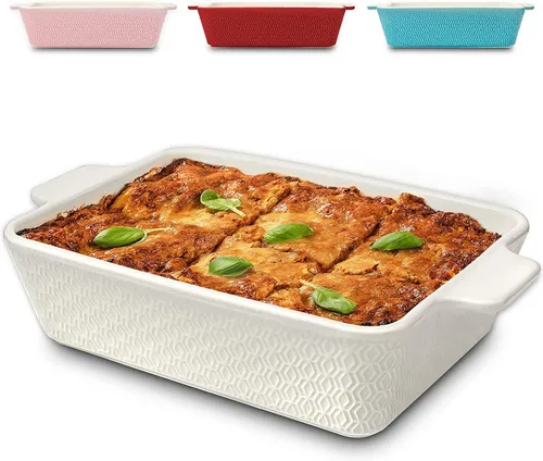 Praknu Auflaufform Groß aus Keramik - Extra hoher Rand für perfekte Aufläufe - Auflaufformen für Lasagne, Tiramisu & Co. mit antihaftbeschichteter, kratzfester Oberfläche und gleichmäßiger Wärmeverteilung. Ideal für 4-6 Personen, mikrowellen- und backofenfest bis 280 °C.