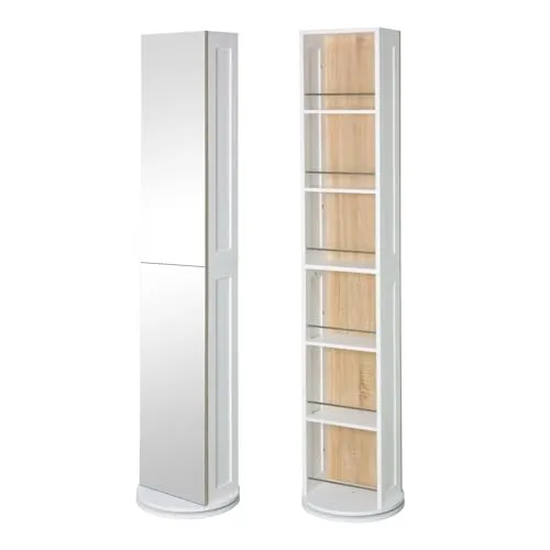 HTI-Line Badezimmer-Drehregal Leto - Badschrank mit Spiegel, 6 Regalfächer für optimalen Stauraum und modernes Design