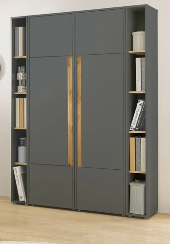 Furn.Design Aktenschrank Set Center in grau matt und Wotan Eiche - Büroschränke für das moderne Homeoffice, elegantes Design mit höhenverstellbaren Regalböden und pflegeleichten Oberflächen, ideal für optimalen Stauraum und Ordnung.