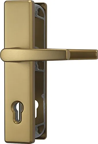 ABUS Tür-Schutzbeschlag HLS214 F4 mit beidseitigem Drücker - Robuster Schutzbeschlag für Hauseingangstüren mit 10 mm Vierkant und 92 mm Abstand, bietet optimale Sicherheit und Komfort durch beidseitige Türklinke.