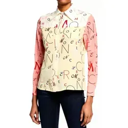 MONCLER Seidenbluse Genius 1952 mit Lettering-Logo - Elegante Seidenbluse von Moncler Genius 1952 mit doppelt genähten Brusttaschen und spitzem Kragen, ideal für stilvolle Auftritte. Hochwertige Verarbeitung und zeitloses Design für vielseitige Kombinationsmöglichkeiten.