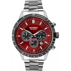 Sekonda 1914 Herren-Armbanduhr in Silber - Sportliche Herren-Armbanduhr mit Quarzmechanismus, bruchsicherem Mineralglas und praktischen Funktionen wie Tachymeter und Chronograph. Ideal für den täglichen Einsatz!