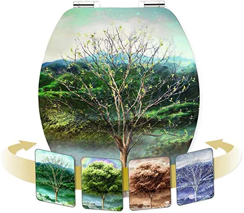 Cornat WC-Sitz "4 Seasons" - Hologramm-Effekt - WC-Sitz mit 3D Hologramm-Effekt und wechselnden Motiven der vier Jahreszeiten, hochwertiger Holzkern, Absenkautomatik für sanftes Schließen und schnelle Montage - ideal für jedes Badezimmer.