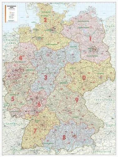 Postleitzahlenkarte Deutschland als Poster|Landkarte