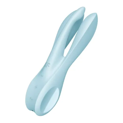 Satisfyer 'Threesome 1', 14 cm, Auflegevibrator, 3 Motoren, Schamlippen- und Klitorisstimulation, Farbe:blau