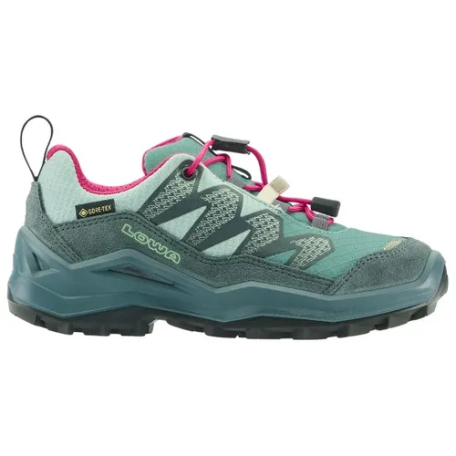 Lowa Maddox Pro GTX LO JR petrol/pink (7425) 24 - Der Lowa Maddox Pro GTX LO JR ist der perfekte Schuh für abenteuerlustige Kinder. Mit wasserdichter GORE-TEX Membran und praktischem Schnellschnürsystem sorgt er für Komfort und Schutz bei jedem Wetter.