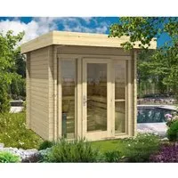 FinnTherm Saunahaus Lupoa-44, 44 mm Wandstärke - Hochwertiges Saunahaus mit 44 mm Wandstärke, ideal für Entspannung im Garten. Robuste Bauweise und inklusive Massivholzfußboden für optimale Isolierung.